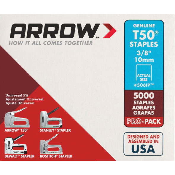 Arrow T50 Pro-Pack Heavy-Duty Staple, 3/8 In. (5000-Pack) 506IP
