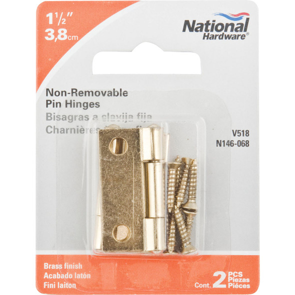National Hardware 1-1-2 In. Brass Tight-Pin Narrow Hinge (2 Count) N146-068 209483