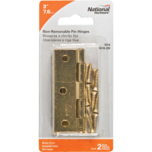 National Hardware 3 In. Brass Tight-Pin Narrow Hinge (2 Count) N146-399 209517