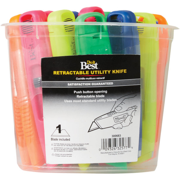 Do it Plastic Retractable Utility Knife  PRK25-DIB Pack of 25 300683