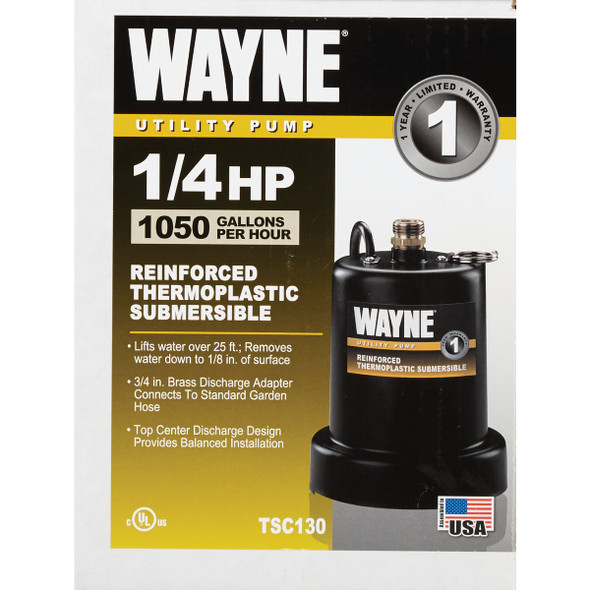 Wayne 1/4 HP Submersible Utility Pump Wayne 1/4 HP Submersible Utility Pump