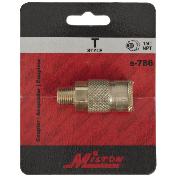 Milton Tru-Flate 1-4 In. MPT T-Style Brass Coupler S-786 583050