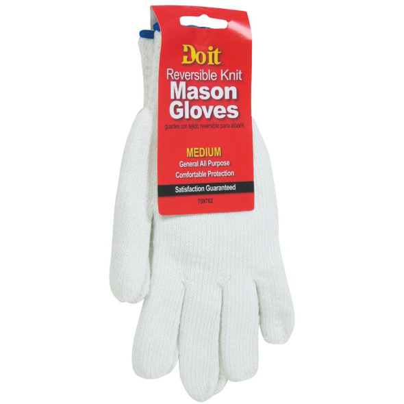 Do it Men's Medium Reversible Knit Polyester Mason Glove, White 759762 759762