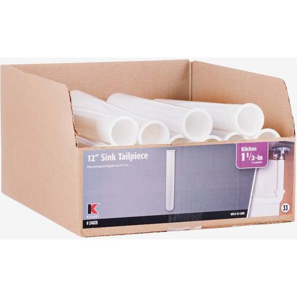 Keeney 1-1-2 In. x 12 In. White Plastic Flanged Sink Tailpiece 10-12WK 406616