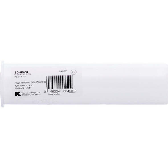 Keeney 1-1/2 In. x 6 In. White Plastic Flanged Sink Tailpiece 10-6WK