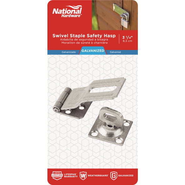 National Hardware 3-1-4 In. Galvanized Swivel Safety Hasp N103-044 232322