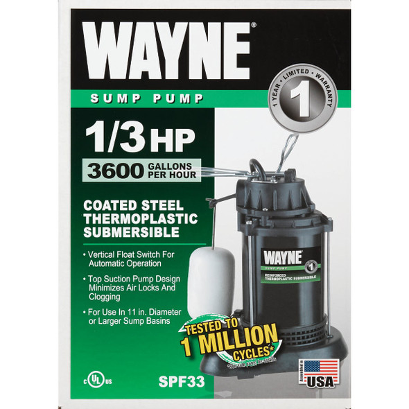 Wayne SPF Series 1-3 HP 115V Submersible Sump Pump SPF33 401693