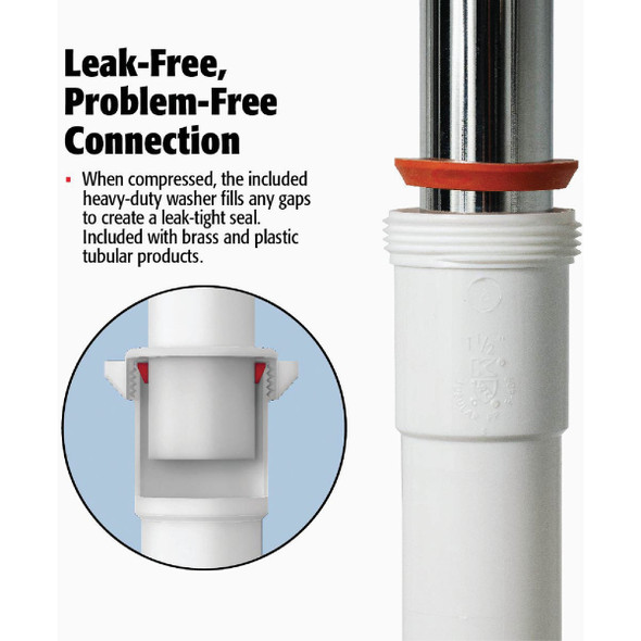 Keeney 1-1/2 In. to 1-1/4 In. White Plastic P-Trap with Reducer Washer Keeney 1-1/2 In. to 1-1/4 In. White Plastic P-Trap with Reducer Washer