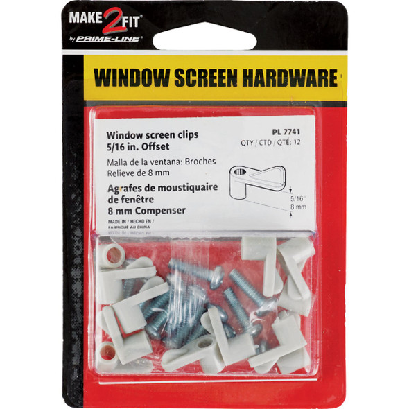 Prime-Line 5/16 In. Gray Swivel Plastic Screen Clips with Screws (12 Count)