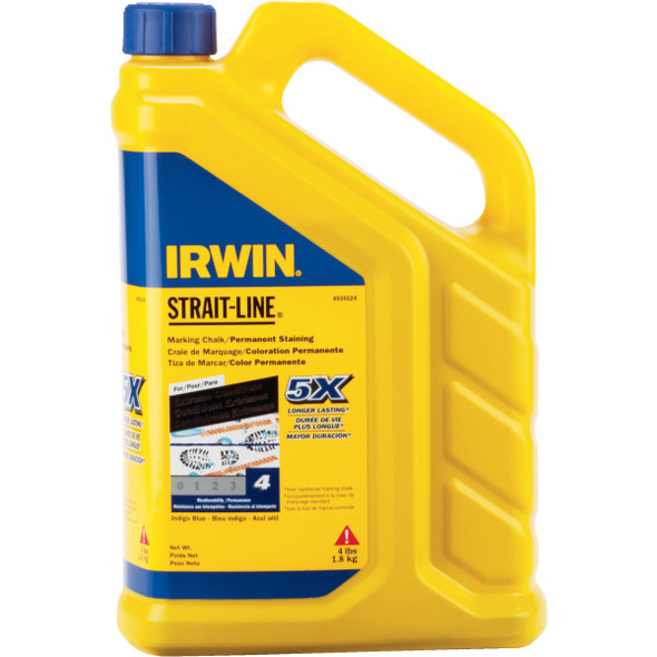Irwin STRAIT-LINE 4 Lb. Indigo Blue Permanent Staining 5X Chalk Line Chalk 4935524 356830