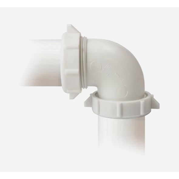 Keeney 1-1-2 In. White Polypropylene 90 Degree Elbow Coupling 47WK 444561