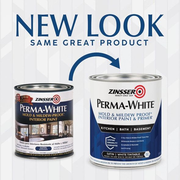 Zinsser Perma-White White-Tintable Satin Quart Mildew Paint 2704 794856