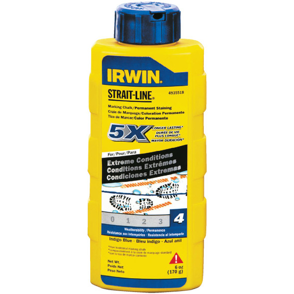 Irwin STRAIT-LINE 6 Oz. Blue Permanent Staining 5X Chalk Line Chalk 4935518