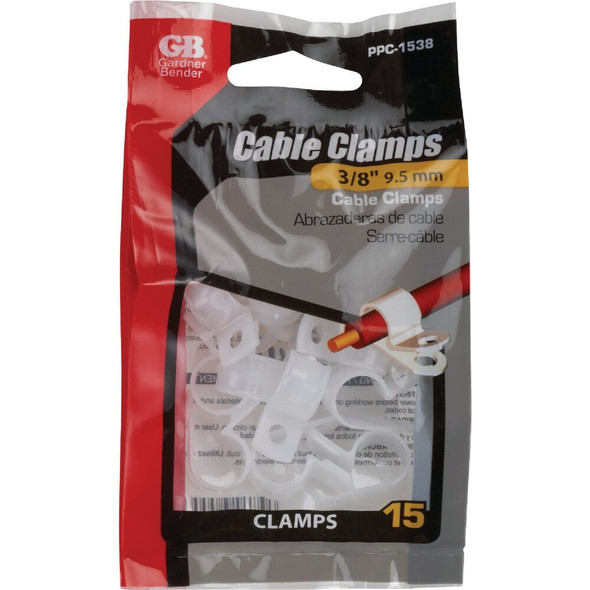 Gardner Bender 3-8 In. Plastic -60 to 340 Deg F Cable Clamp (15-Pack) PPC-1538 515442