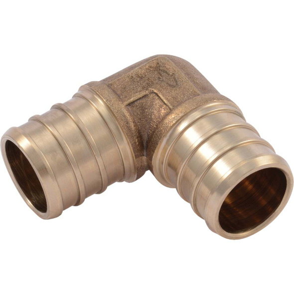 SharkBite 3/4 In. x 3/4 In. Barb 90 Deg. Brass PEX Elbow (1/4 Bend) UC256LFA