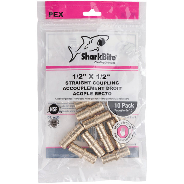 SHARKBITE 10pk 1-2"cf Brs Coupling UC008LFA10 466622