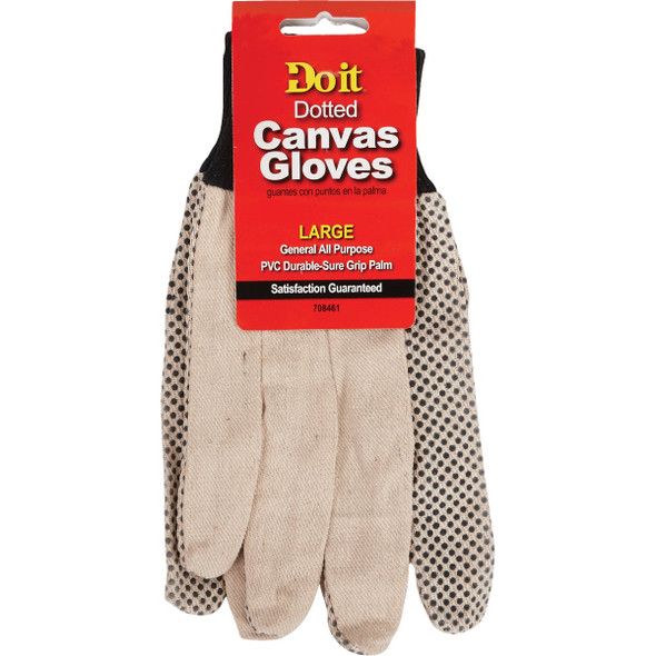 Do it Men's Large PVC Grip Cotton Canvas Work Glove 708461 708461