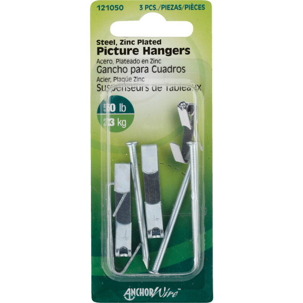 Hillman Anchor Wire 50 Lb. Capacity Steel Picture Hanger (3 Count)