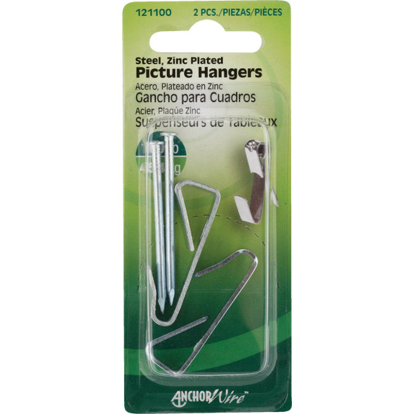 Hillman Anchor Wire 100 Lb. Capacity Steel Picture Hanger (2 Count) Pack of 10 121100 220415