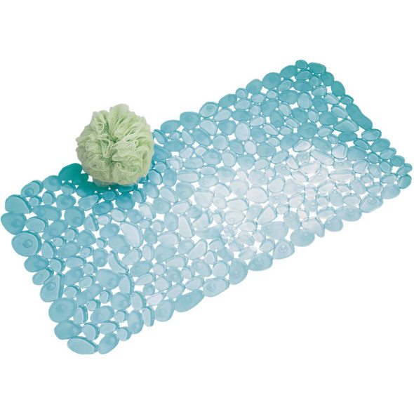 iDesign Pebblz 13.5 In. x 26 In. Blue Bath Mat 80011