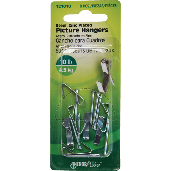 Hillman Anchor Wire 10 Lb. Capacity Steel Picture Hanger (8 Count) Pack of 10 121010 220488