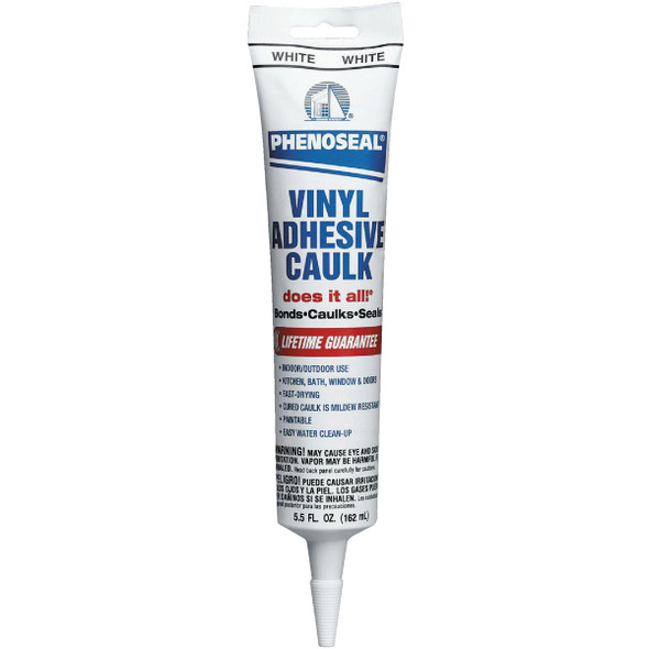 Phenoseal 6 Oz. White Vinyl Adhesive Caulk 7079807026