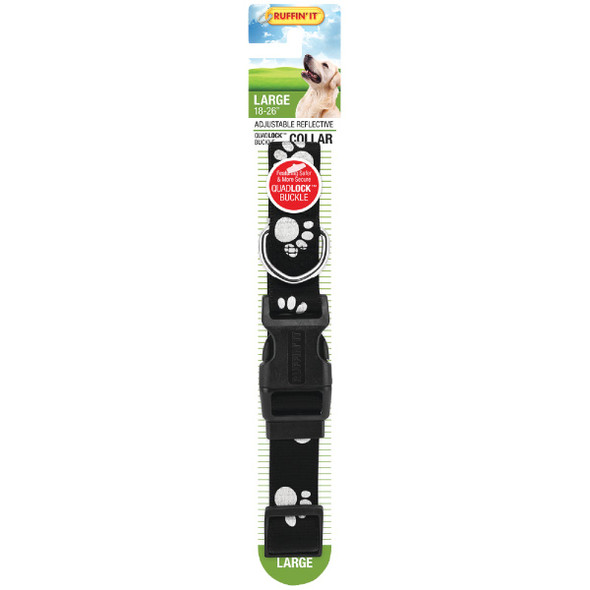 Lupine 1 In. Reflective Blue Paws Adjustable Dog Collar