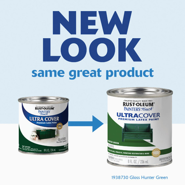 Rust-Oleum Painter's Touch 2X Ultra Cover Premium Latex Paint, Gloss Hunter Green, 1/2 Pt.