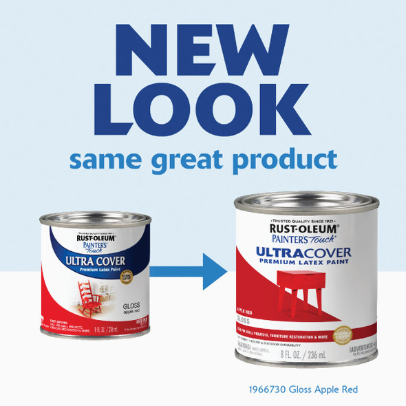 Rust-Oleum Painter's Touch 2X Ultra Cover Premium Latex Paint, Gloss Apple Red, 1/2 Pt.