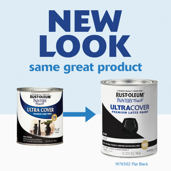 Rust-Oleum Painter's Touch 2X Ultra Cover Premium Latex Paint, Flat Black, 1 Qt.