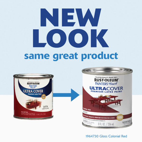 Rust-Oleum Painter's Touch 2X Ultra Cover Premium Latex Paint, Gloss Colonial Red, 1/2 Pt.