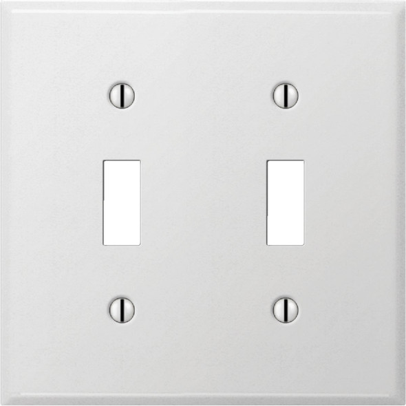 Amerelle PRO 2-Gang Stamped Steel Toggle Switch Wall Plate, Smooth White C981TTW