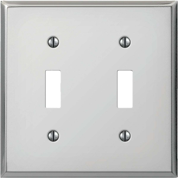 Amerelle PRO 2-Gang Stamped Steel Toggle Switch Wall Plate, Polished Chrome