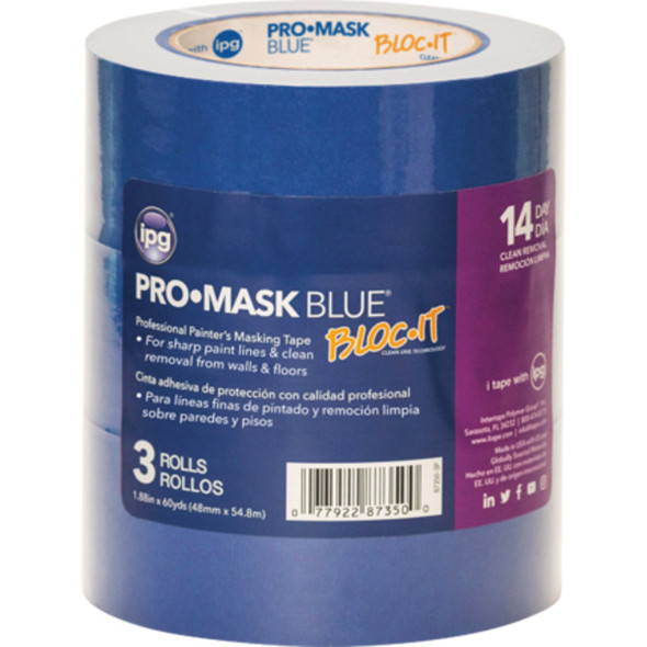 IPG ProMask Blue 1.88 In. x 60 Yd. Bloc-It Masking Tape (3-Pack) 87350-3P