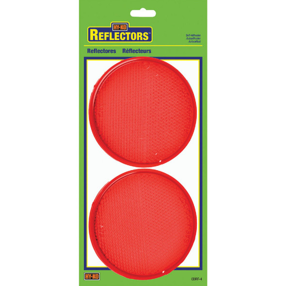 Hy-Ko 3-1/4 In. Dia. Round Red Press-On Reflector (2-Pack) CDRF-4R