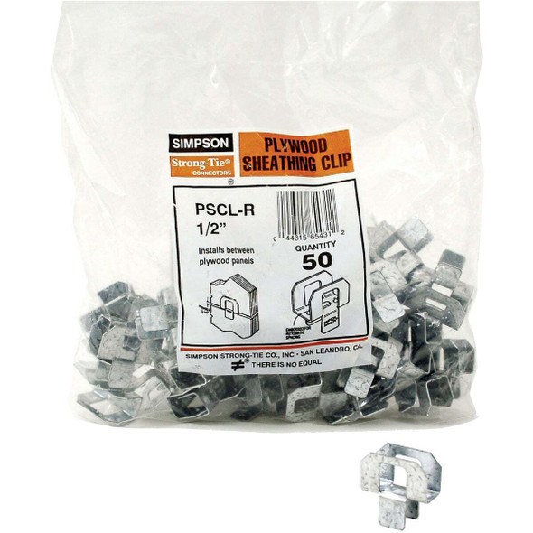 Simpson Strong-Tie 1/2 In. 20 ga Galvanized Steel Plywood Clip (50-Pack)