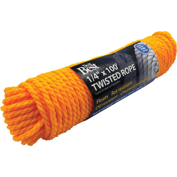 Do it Best 1/4 In. x 100 Ft. Yellow Twisted Polypropylene Packaged Rope Do it Best 1/4 In. x 100 Ft. Yellow Twisted Polypropylene Packaged Rope