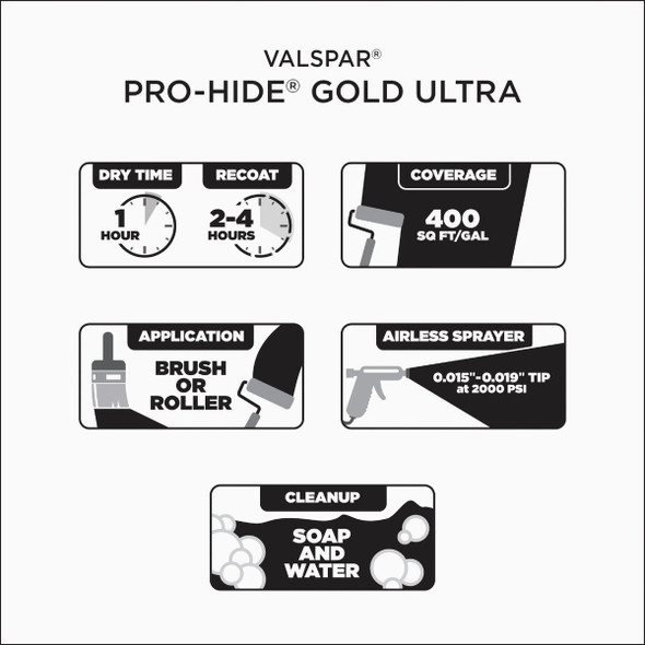 Valspar Pro-Hide Gold Ultra Latex Semi-Gloss Exterior House Paint, Pastel Base, 1 Gal.