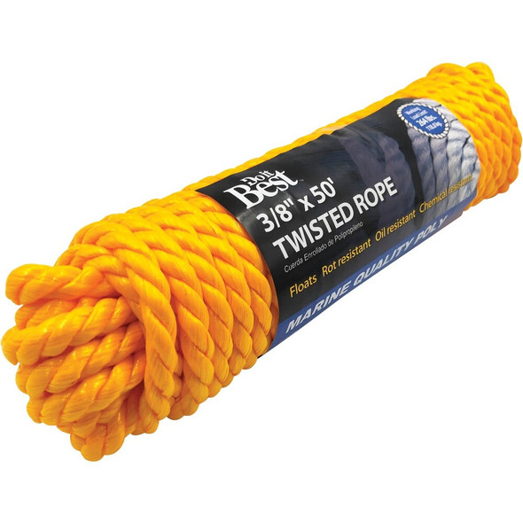 Do it Best 3-8 In. x 50 Ft. Yellow Twisted Polypropylene Packaged Rope 737275 737275