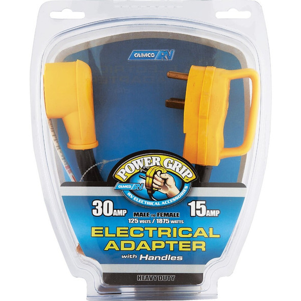 Camco PowerGrip 30A-15A Dogbone RV Power Cord Adapter 55153 587656