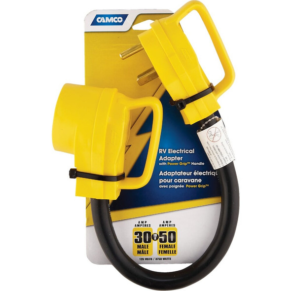 Camco PowerGrip 30A-50A Dogbone RV Power Cord Adapter 55183 587354