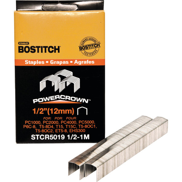 Bostitch Powercrown Hammer Tacker Staple, 1/2 In. (1000-Pack) Pack of 5