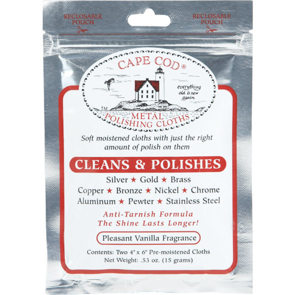 Cape Cod Pre-Moistened Metal Polishing Cloth (2 Count) 8821