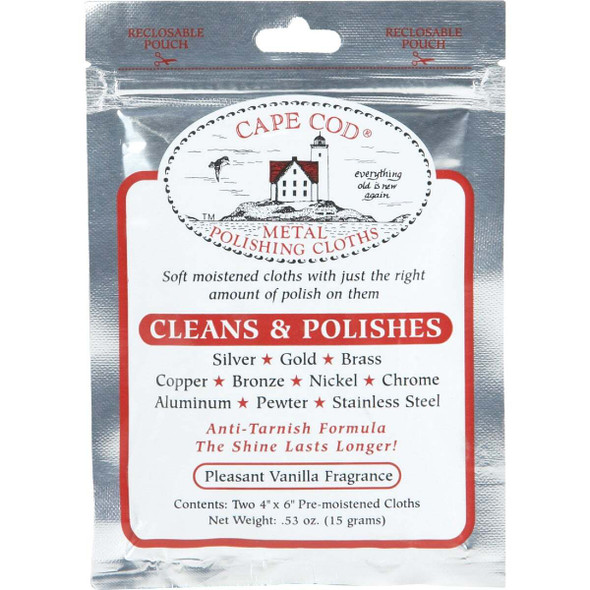 Cape Cod Pre-Moistened Metal Polishing Cloth (2 Count) 8821