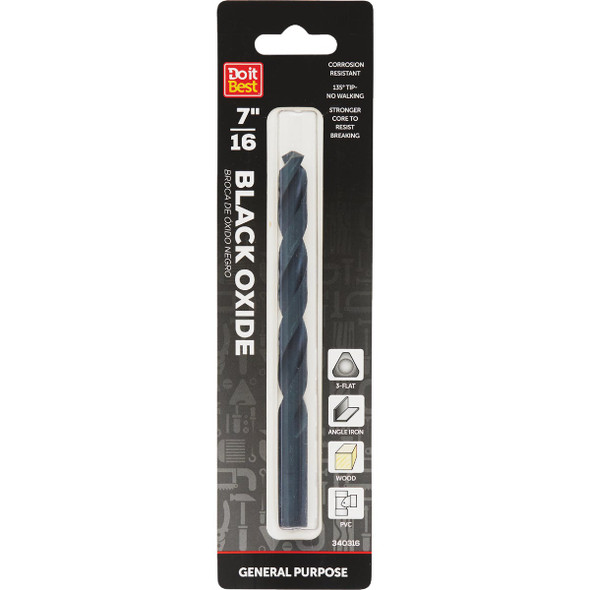 Do it Best 7/16 In. Black Oxide Drill Bit QJDIB-DB-031 Do it Best 7/16 In. Black Oxide Drill Bit QJDIB-DB-031