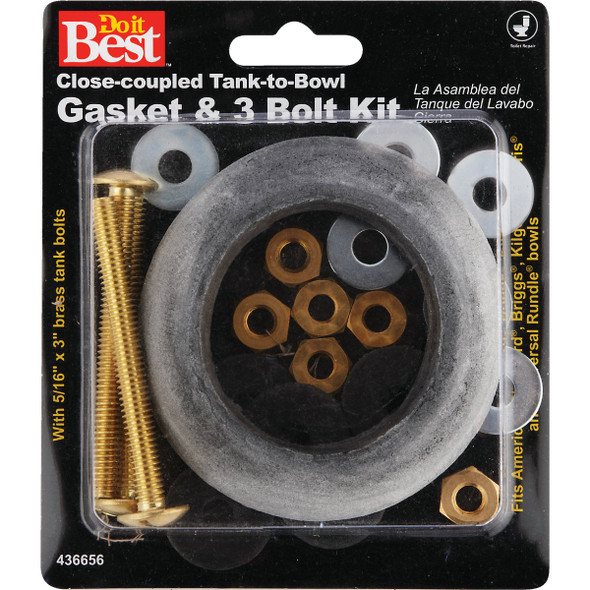 Do it Best 5-16 In. x 3 In. Brass, Sponge Rubber Tank Bolts  072055 436656