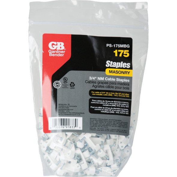 Gardner Bender 3/4 In. Polyethylene Cable Staple (175-Count) PS-175BG