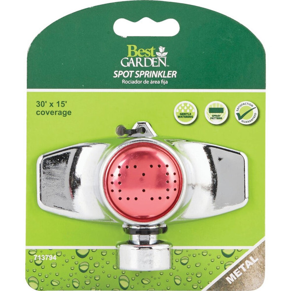 Best Garden Metal 15 Ft. x 30 Ft. Spot Stationary Sprinkler, Metallic & Pink 59045 713794