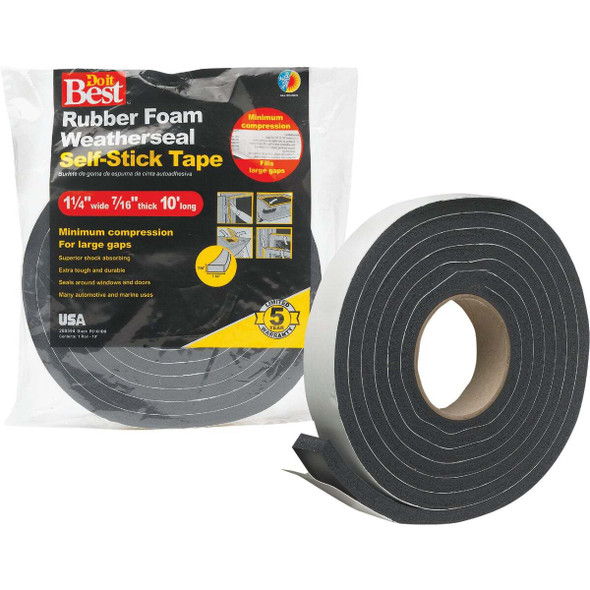 Frost King 1-1/4x7/16"x10' Blk Tape R516H