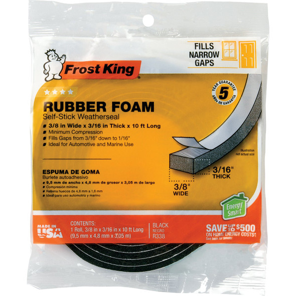 Frost King 3/8x3/16"x10' Blk Tape R338H